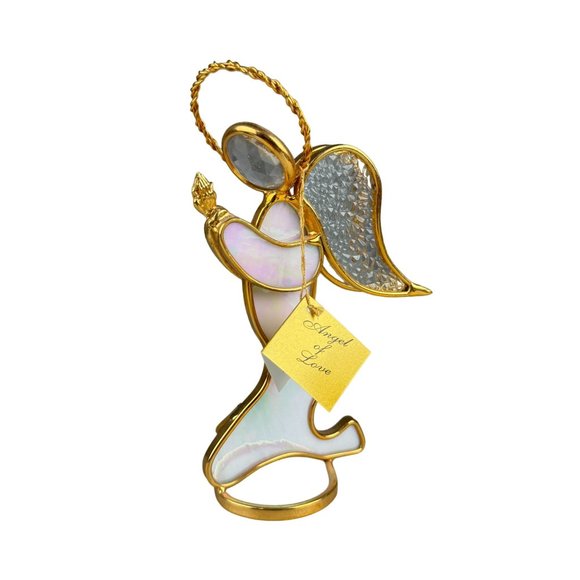 Stained Glass Angel of Love Figure 24K Gold Plated - Picture 2 of 6